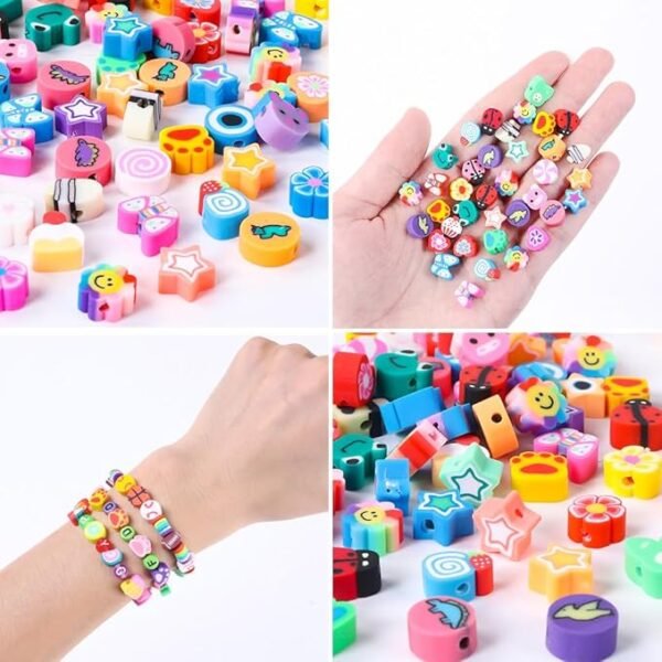 DULEFUN 960pcs Polymer Clay Beads Charms Bracelet Kit 24 Styles Cute Fun Clay Flower Butterfly Heart Animal Letter Pony Beads