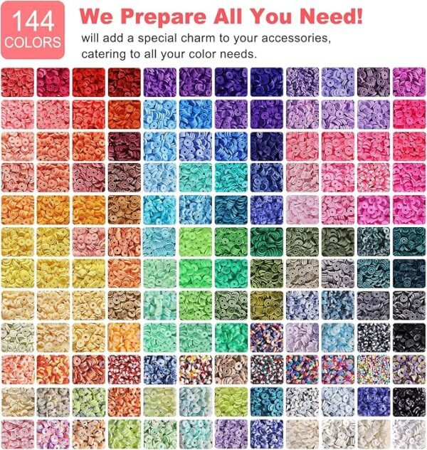 Redtwo 23000 Pcs Clay Beads Bracelet Making Kit 144 Colors 7 Boxes Flat Polymer