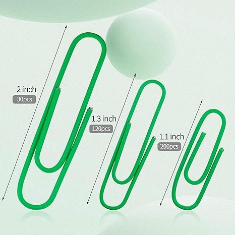 Bflaae Paper Clips Assorted Sizes, Small Medium Large Jumbo, Pack of 350