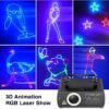 DJ Laser Party Lights, 3D Animation RGB Laser Stage Lighting, DMX512 Music Sound Activated Disco Projector Lights