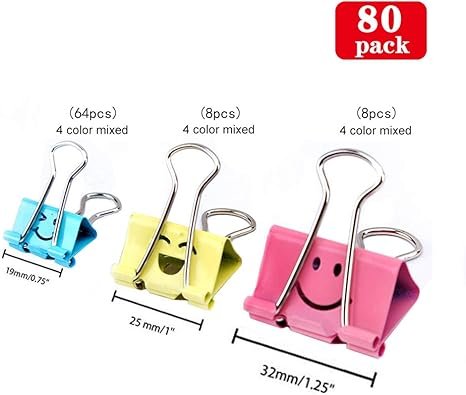 Limque Paper Clips, 80 Pcs Assorted Size Clips,80pack