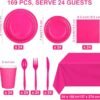 Kochorie 169 Pieces Hot Pink Party Supplies Disposable Dinnerware Set,Serve 24 Guests