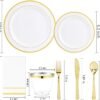 350pcs Gold Plastic Plates-Disposable Plastic Dinnerware Set