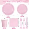 350 Pcs Pink Paper Plates and Napkins, 50 Guest