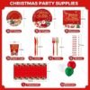 Christmas Plates Disposable Party Set, 189pcs Christmas Tableware, Serve 24, Red