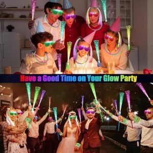 148 PCS Glow in the Dark Party Supplies, 16 PCS Glow Fiber Optic Wands