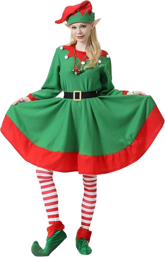 13 Pcs Women Christmas Elf Costume Party Christmas Elf Accessory