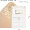50 Pack Invitation Card - Elegant Greeting Cards ‘’You are Invited’’ in Gold Foil Letters