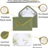 Winoo Design 100 PK Luxurious Gold Thank You Cards with Envelopes Bulk Sage Green - 5x3.5 Inches