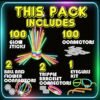 PartySticks Bulk Party Supplies 205 Piece Glow in The Dark 100 Glow Sticks with Eye Glasses