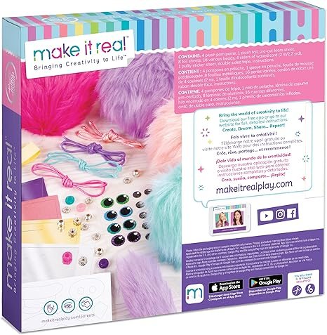 Make It Real DIY Cuddle Mob Kit - Create 4 Adorable Pom Pom Characters with 36 Pieces