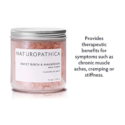 Naturopathica Sweet Birch and Magnesium Bath Flakes, Soothing Daily Bath Soak for Sore Muscle Relief
