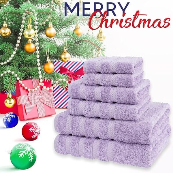 American Soft Linen Luxury 6 Piece Towel Set, 2 Bath Towels 2 Hand Towels 2 Washcloths, 100% Cotton Turkish Towels for Bathroom