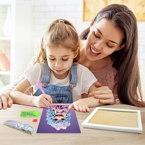 Ice Cream Girl Diamond Painting Kits, 5D Gem Art for Kids DIY Paint-by-Number Kits with Frame Arts and Crafts