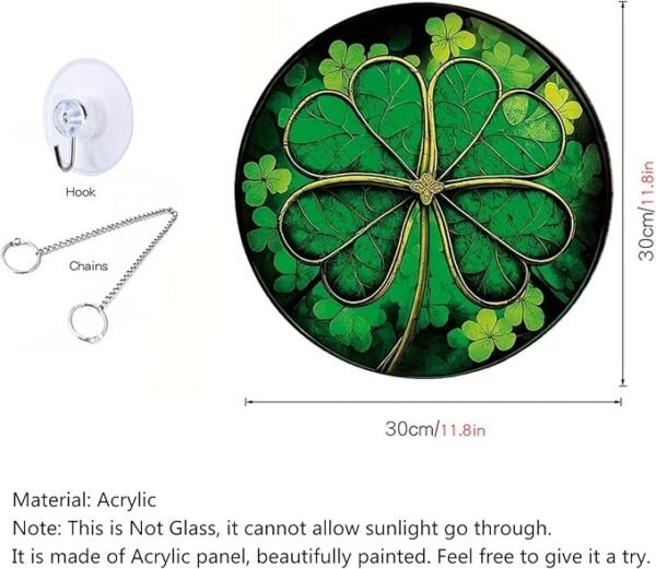 MATIHAY Shamrock Clover Acrylic Window Hanging, St Patrick's Day Decorations Good Luck Clover