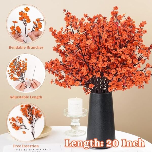 Yastouay Silk Artificial Flowers 5 Pcs Fake Flowers Babys Breath Flowers Artificial Bulk