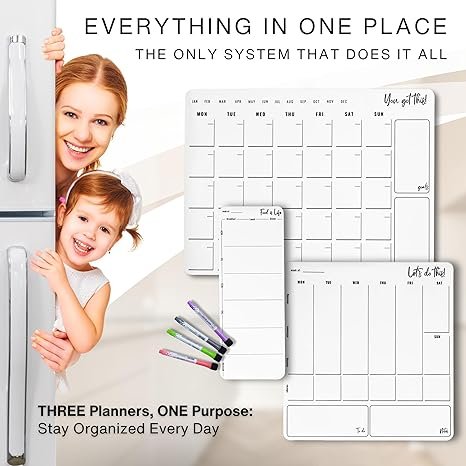 POBE All In One Calendar Magnetic Board for Home, School, Office
