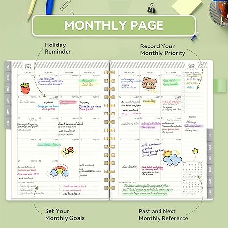 AIMPEAK  2025 Daily Planner with Monthly Tabs ,Green, 5.5"x8.5"