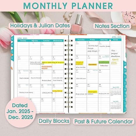 Ymumuda 8.4" X 6", Spiral Planner Notebook with Stickers