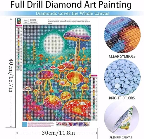 Mushroom Diamond Art Kits for Adults Moon Landscape Diamond Painting Kits