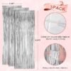 Voircoloria 3 Pack 3.3x8.2 Feet Silver Foil Fringe Backdrop Curtains