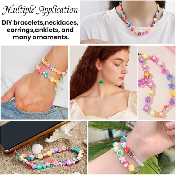 DULEFUN 960pcs Polymer Clay Beads Charms Bracelet Kit 24 Styles Cute Fun Clay Flower Butterfly Heart Animal Letter Pony Beads