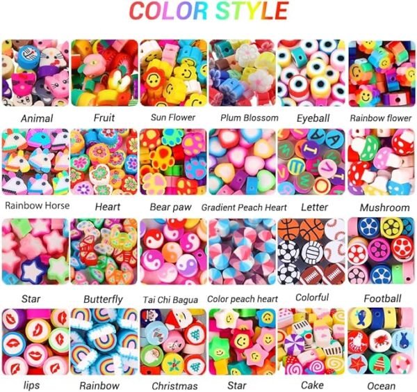JOICEE 480PCS Fruit Flower Polymer Clay Beads, 24 Style