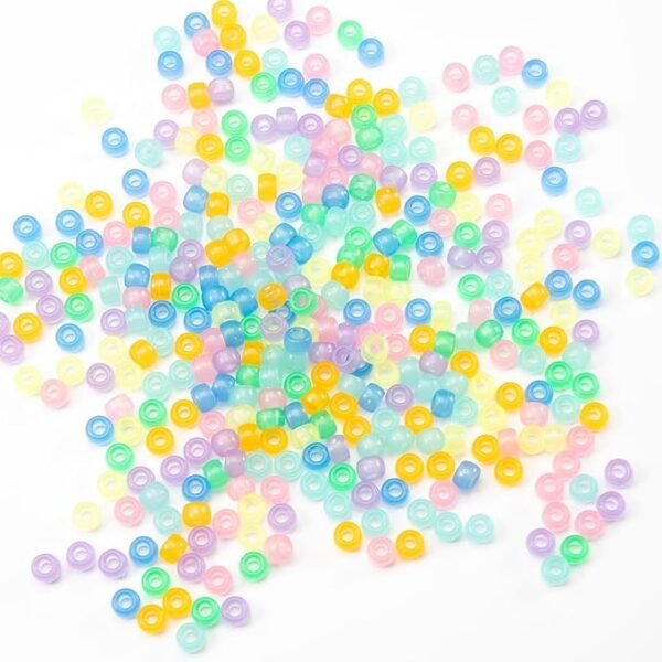 Gxueshan 1000 Pcs Acrylic 9 Color Pony Beads 6x9mm Bulk Glow in The Dark for Necklace Friendship Bracelet Making