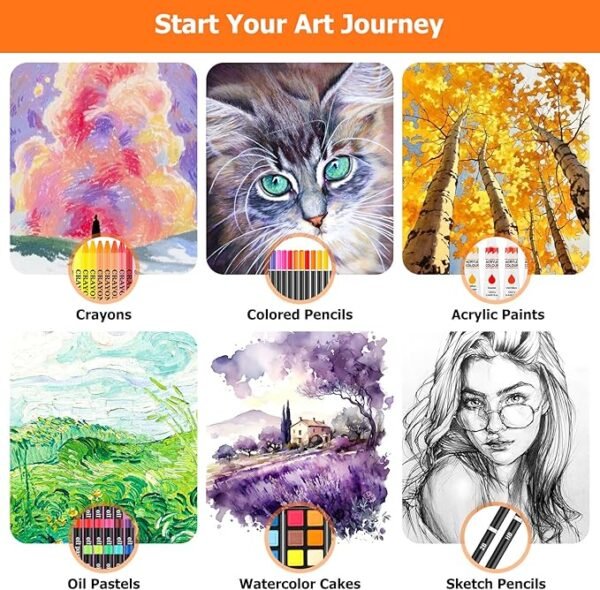 Soucolor Art Supplies, 192-Pack Deluxe Art Set Drawing Painting Supplies Art Kit with Acrylic Pad