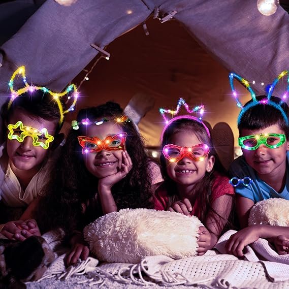 Unittype Glow in the Dark Party Supplies Set Includes Glow Headbands LED Light up Glasses Kids