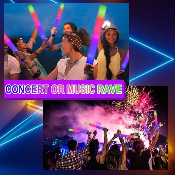68PCS Foam Glow Stick Bulk,Light Sticks for Parties Bulk with 3 Modes Colorful Flashing