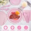 350 Pcs Pink Paper Plates and Napkins, 50 Guest