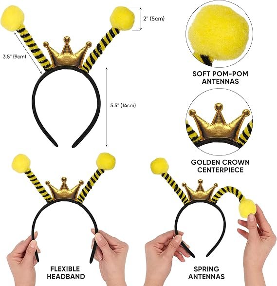 Funcredible Bee Headband, Bee Glasses and Bee Wings