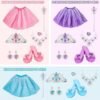 Princess Dress Up Sets for Girls 4-6, Costumes Set with Princess Dresses, Shoes and Accessories