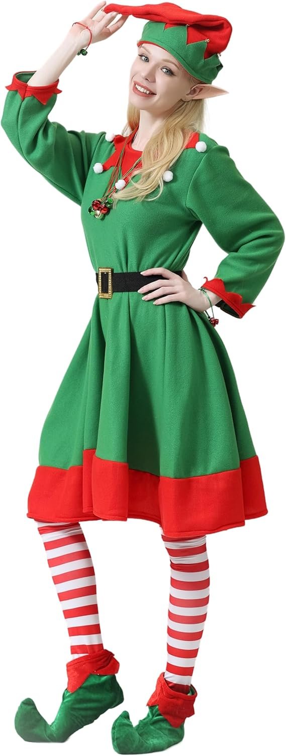 13 Pcs Women Christmas Elf Costume Party Christmas Elf Accessory