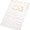 50 Pack Invitation Card - Elegant Greeting Cards ‘’You are Invited’’ in Gold Foil Letters