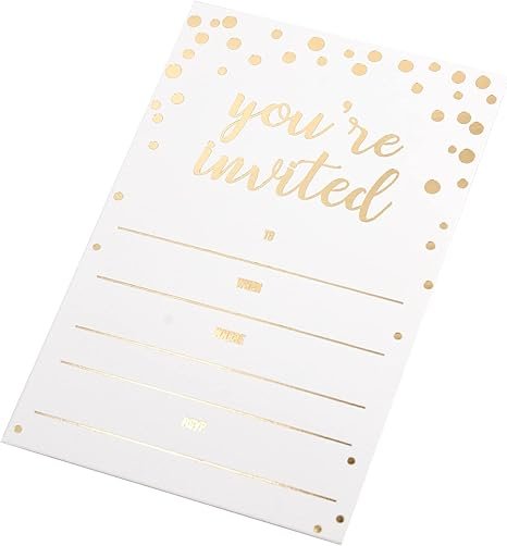 50 Pack Invitation Card - Elegant Greeting Cards ‘’You are Invited’’ in Gold Foil Letters