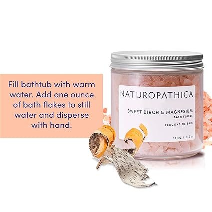 Naturopathica Sweet Birch and Magnesium Bath Flakes, Soothing Daily Bath Soak for Sore Muscle Relief