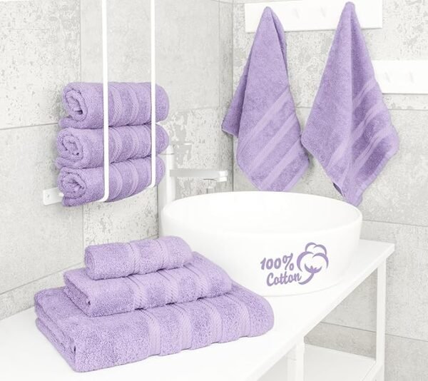American Soft Linen Luxury 6 Piece Towel Set, 2 Bath Towels 2 Hand Towels 2 Washcloths, 100% Cotton Turkish Towels for Bathroom