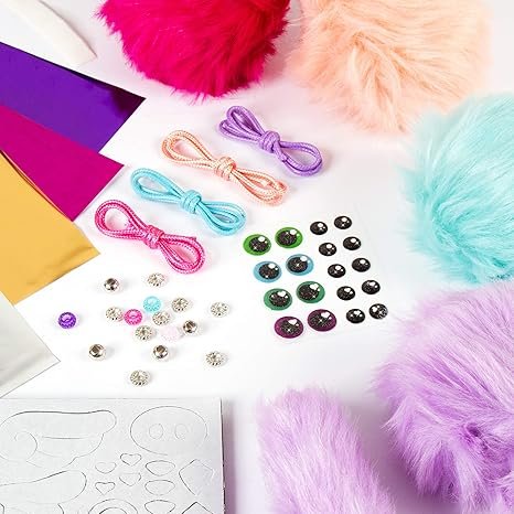 Make It Real DIY Cuddle Mob Kit - Create 4 Adorable Pom Pom Characters with 36 Pieces