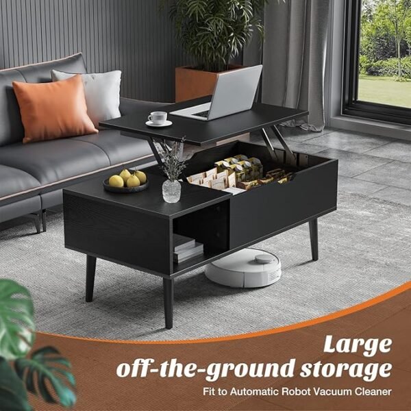 Sweetcrispy Coffee Table Black, Lift Top Coffee Tables for Living Room