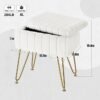 Greenstell Vanity Stool Chair Faux Fur with Storage, 15.7"L x 11.8"W x 19.4"H Soft Ottoman 4 Metal Legs