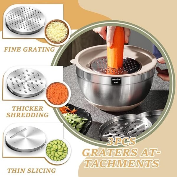 Mixing Bowls with Airtight Lids Set, 26PCS Stainless Steel Khaki Bowls