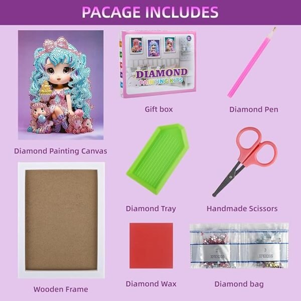 Ice Cream Girl Diamond Painting Kits, 5D Gem Art for Kids DIY Paint-by-Number Kits with Frame Arts and Crafts