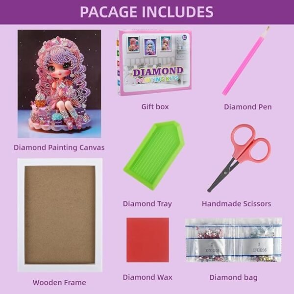 5D Diamond Painting Kits, Gem Art for Kids DIY Paint-by-Number Kits with Frame Arts and Crafts