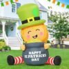 GOOSH 5 FT St Patricks Day Inflatables Outdoor Decorations Blow Up Yard Giant Leprechaun with Gold Coin