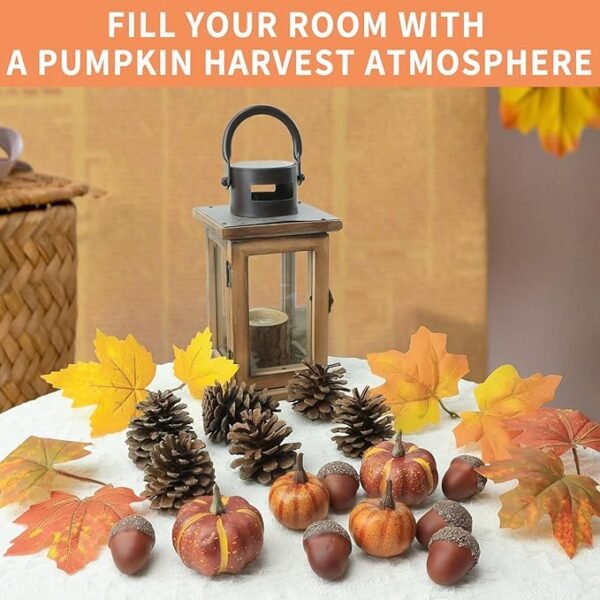 20 Pcs Realistic Pumpkin Decorating Kit, Pumpkin Decor with Maple Leaves