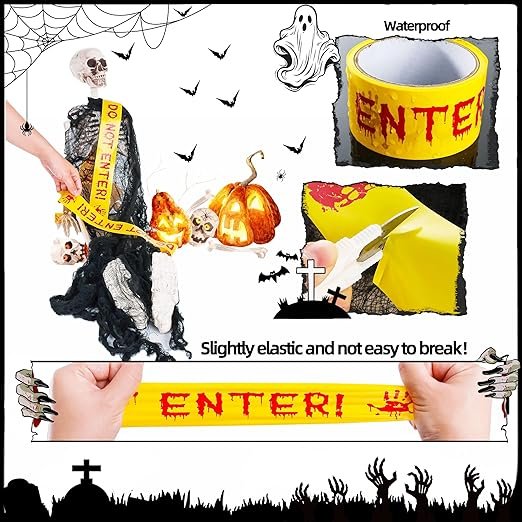 BHYTAKI 2 Rolls 1.9inch x 82Feet Scary Hazard Warning Tape