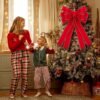 6 Pcs Red Christmas Bows Outdoor Decorations - 16”x24” Large Velvet Wreath