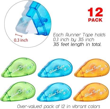 XUXU 12 Pack Double Sided Tape Roller